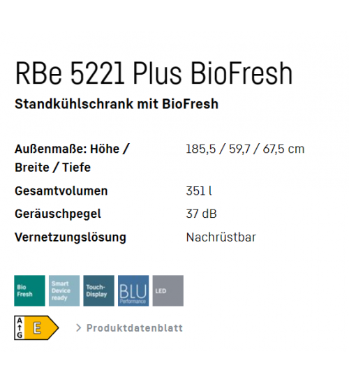 LIEBHERR利勃海尔RBe 5221 Plus独立式冰箱 生物养鲜